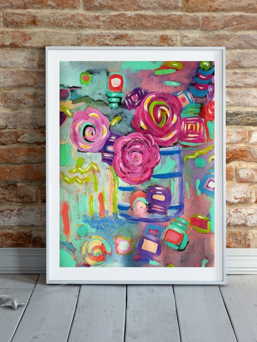 Flower City - Original Abstract Acrylic Painting on 16" x 20" Canvas Sheet